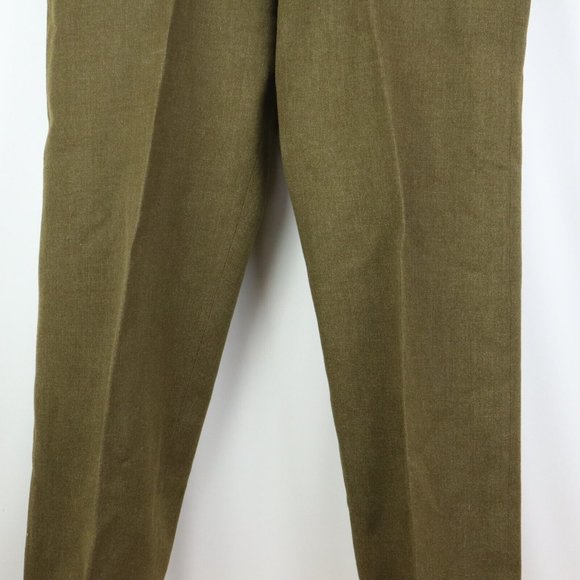 Vintage 50s Korean War Mens 31x33 1950 Wool Field Trousers 18oz Serge Green USA - Picture 5 of 14